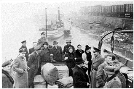 Krakow Jews being deported by boat
